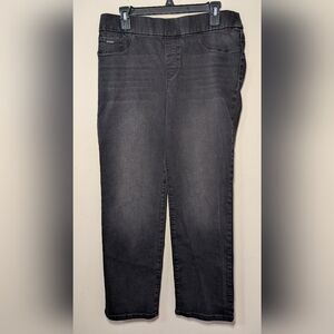 Nine West Heidi Pull-On Straight Leg Jeans Black Stretchy Women's Size 12